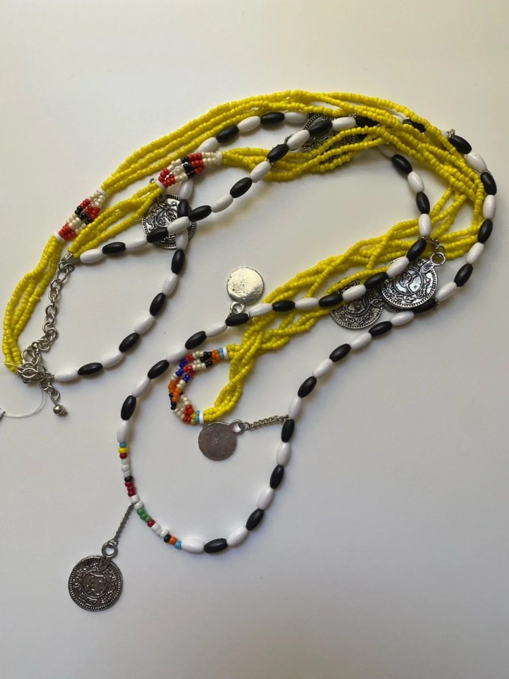 FREE PEOPLE BOHO BOHEMIAN BEADS LAYERED NECKLACE WITH MEDALLIONS